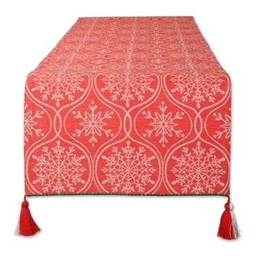 DII Joyful Snowflakes Jacquard Collection Table Runner, 14x108"