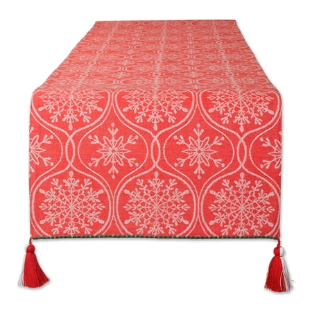 DII Joyful Snowflakes Jacquard Collection Table Runner, 14x108"