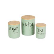 Set Of 3 DII Ceramic Canisters Aqua, 3"x4", 4"x4.5", 4.5"x5.5"H
