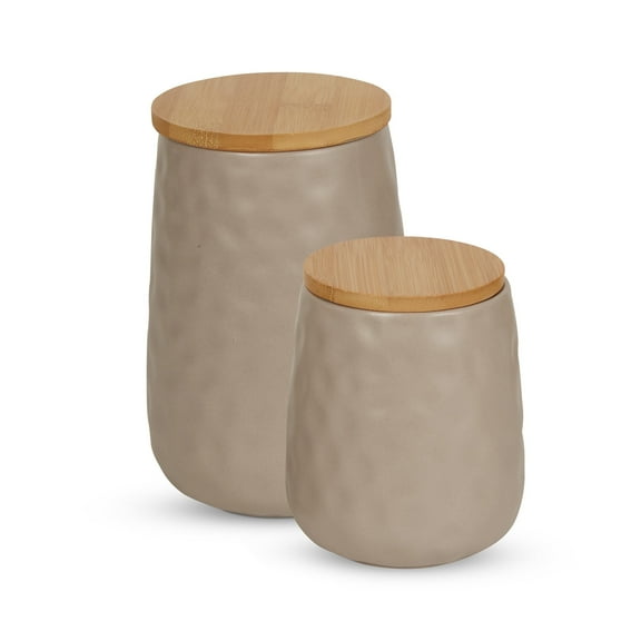 DII Kitchen Accessories Textured Matte Ceramic Canister Set, Stone, Dimple, 2 Piece