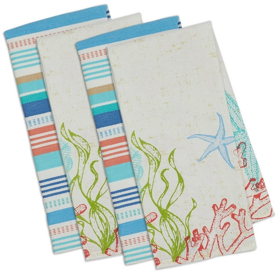 DII Lagoon Print Dishtowel Set, 18x28", 4 Piece