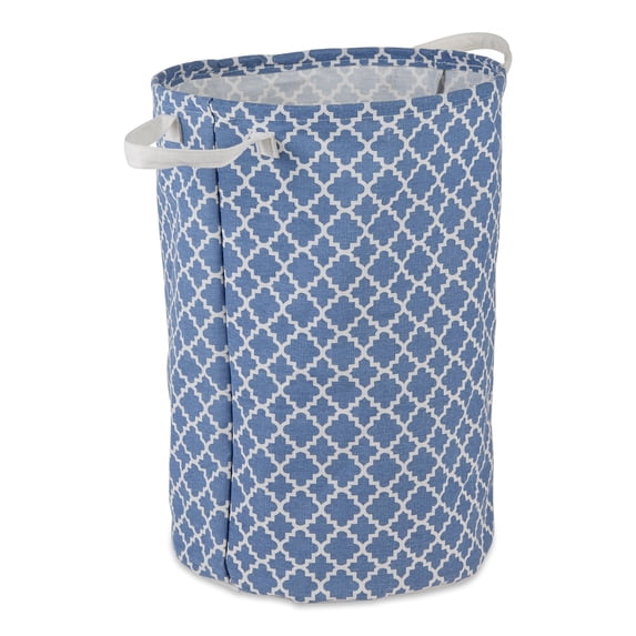 DII Laundry Collection, PE Coated Collapsible Bin, French Blue Lattice, Laundry Hamper
