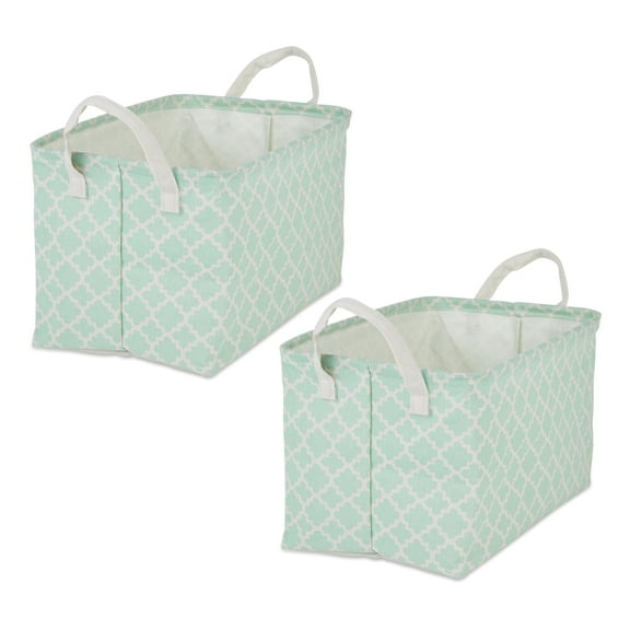 DII Laundry Storage, PE Coated Bin with Handles, Aqua Lattice, Large, 10.5x17.5x10"
