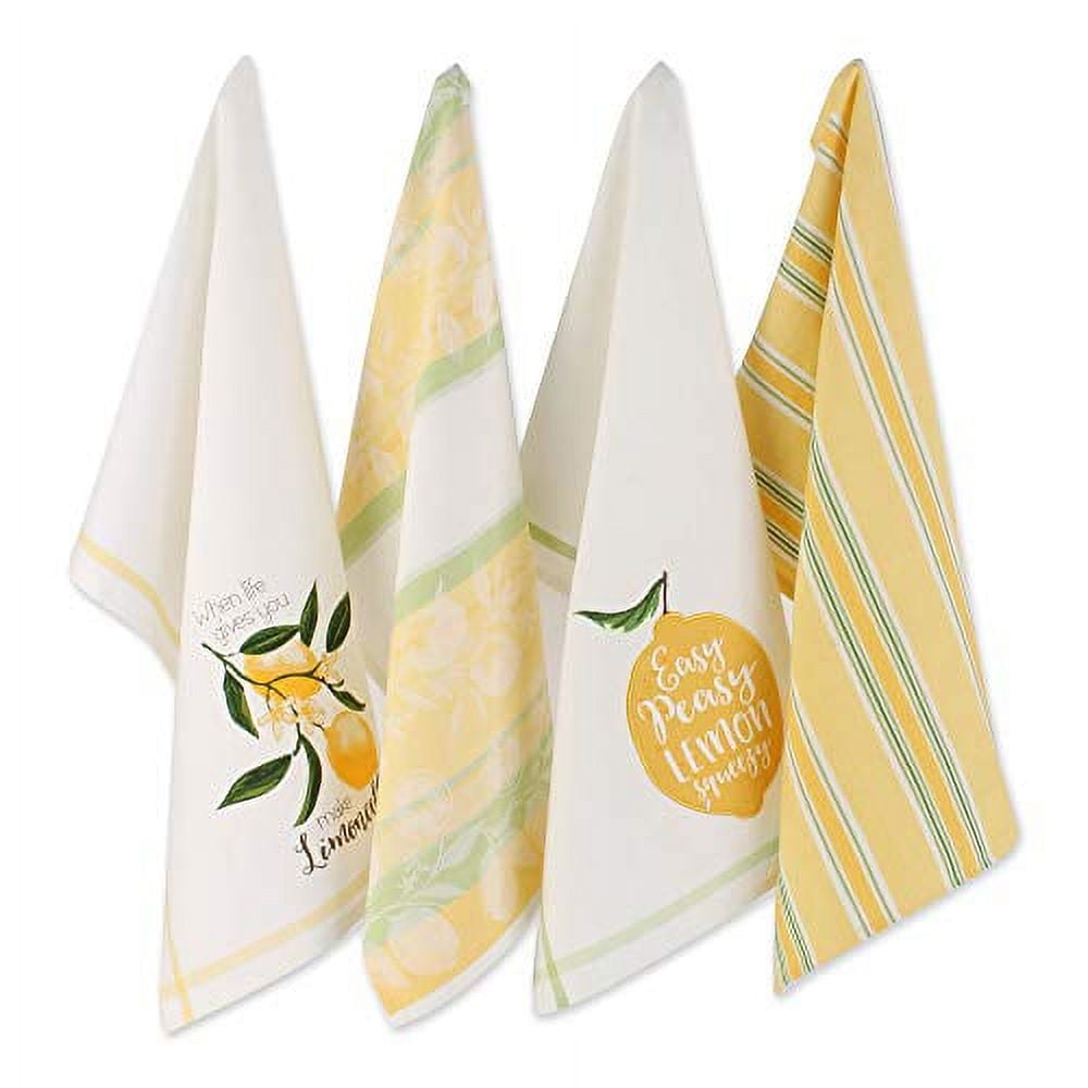 Lemon Bliss Cotton Kitchen Dishtowel Set, 18x28", 4 Pieces