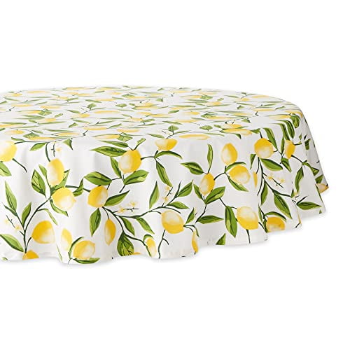 Colorful Floral Blossom Print Round Fabric Tablecloth