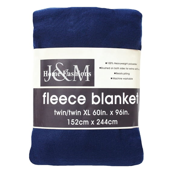DII Luxury Fleece Blanket, Twin, 60x96", Dark Blue