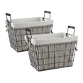 thumbnail image 1 of DII Metal Farmhouse Lined Basket, Contemporary Storage Container, Ticking Stripe, Assorted, 1 of 3