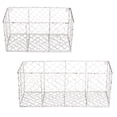 thumbnail image 1 of Contemporary Home Living Set of 2 Antique White Wire Wall Basket Storage, 17", 1 of 4