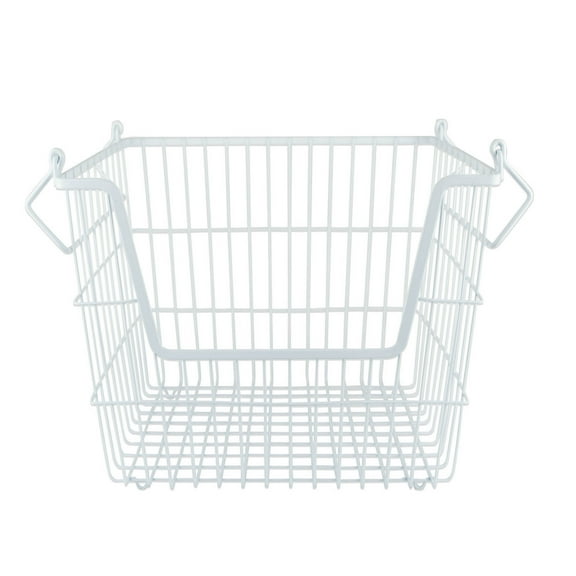 DII Metal Wire Mesh Stackable Utility Storage Bin, Large Rectangle, 13x10x11", White