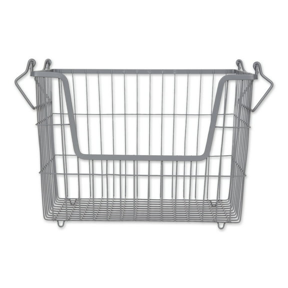 DII Metal Wire Mesh Stackable Utility Storage Bin, Medium Rectangle, 13x11x9", Cool Gray