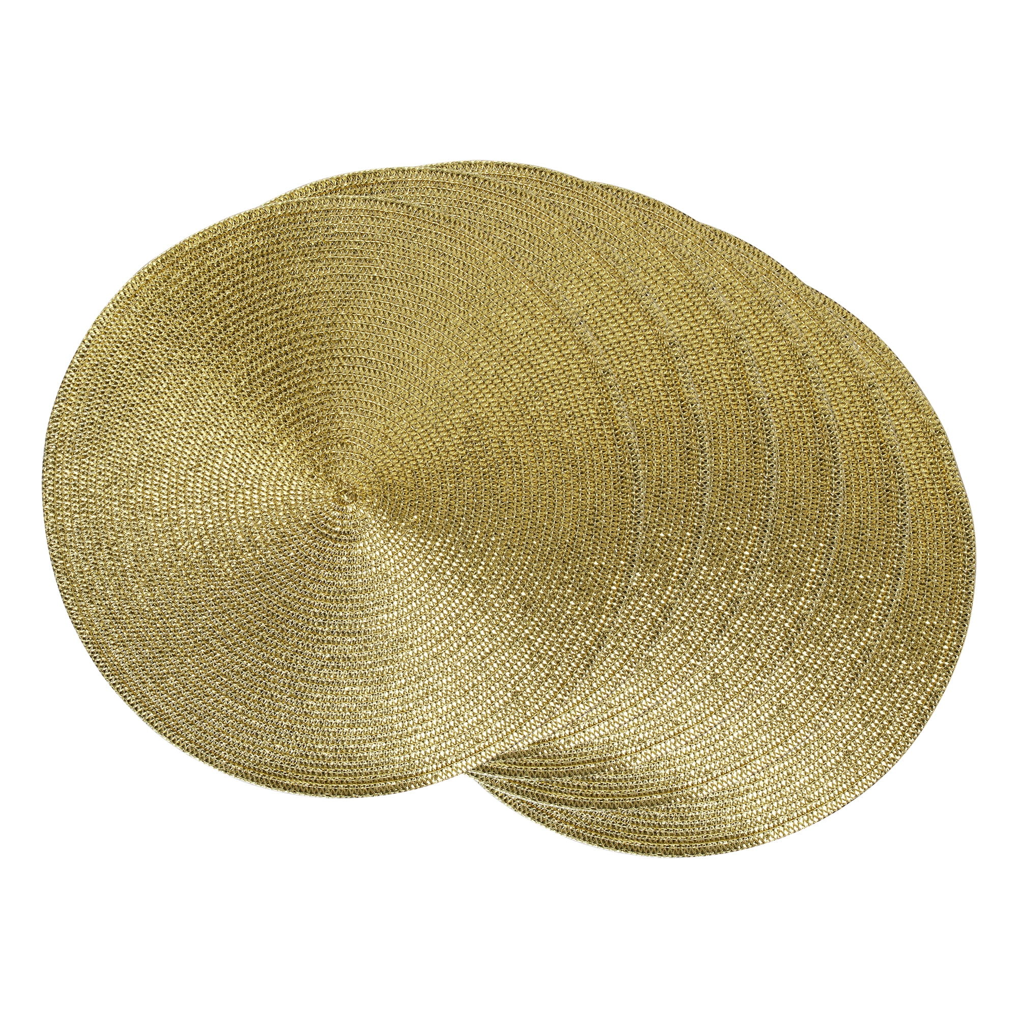 DII Metallic Gold Round Woven Placemat Set of 6
