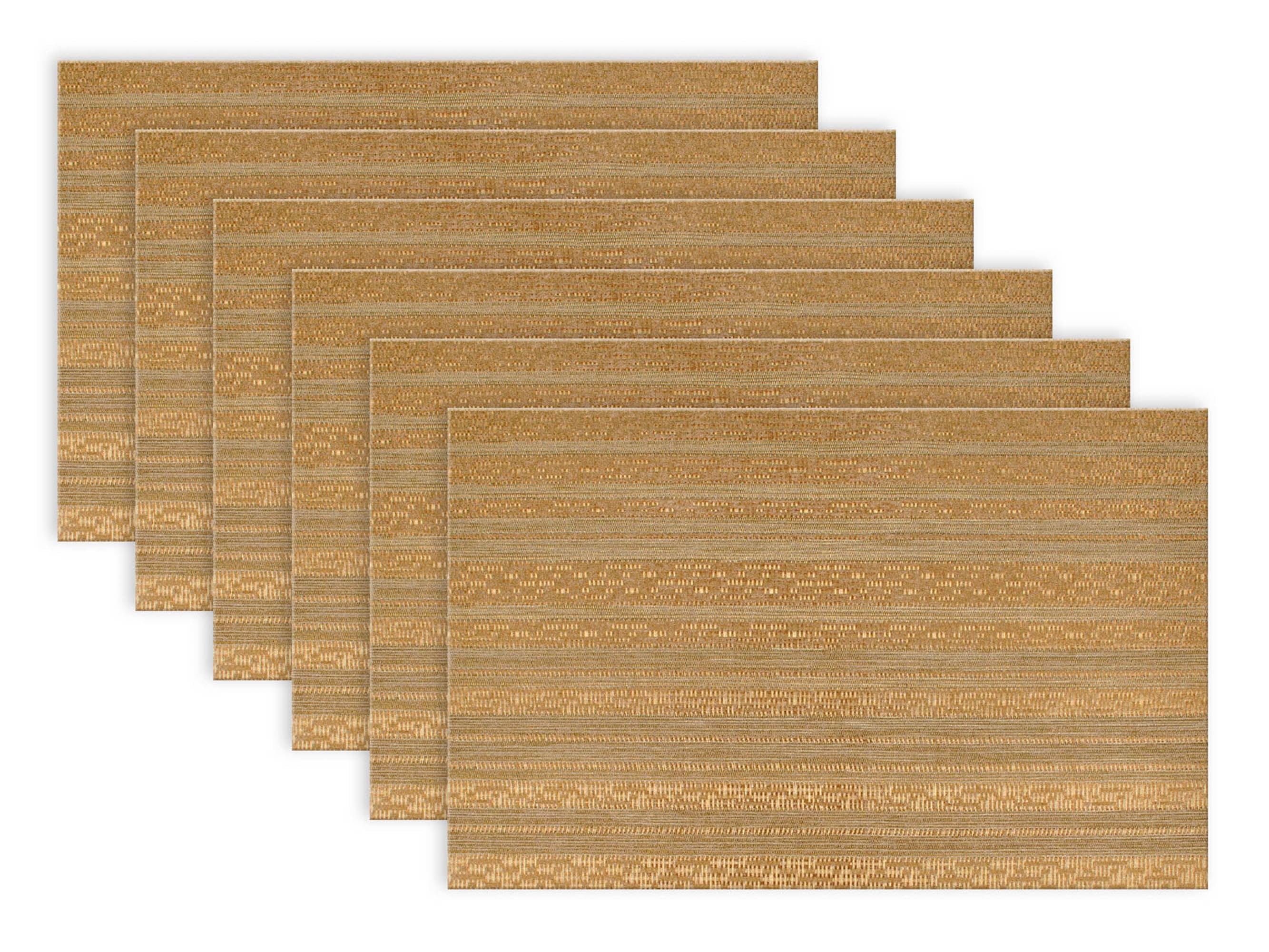 DII Metallic PVC Basketweave Placemat Set/6, Gold, 13x17.25"
