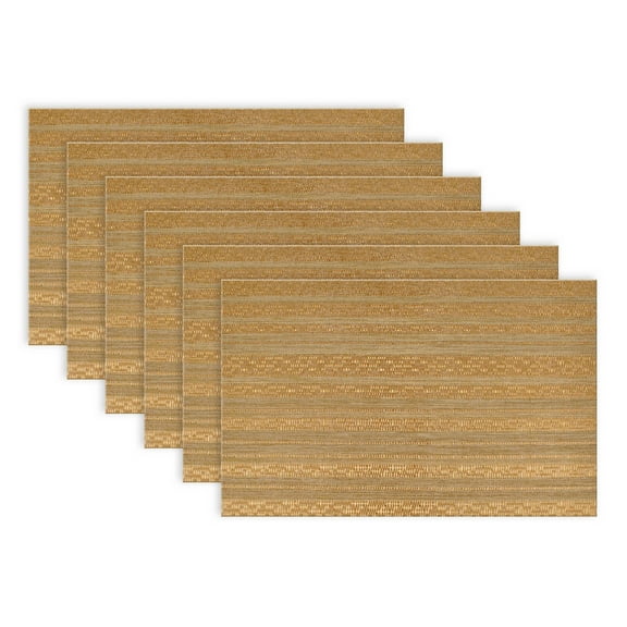 DII Metallic PVC Basketweave Placemat Set/6, Gold, 13x17.25"
