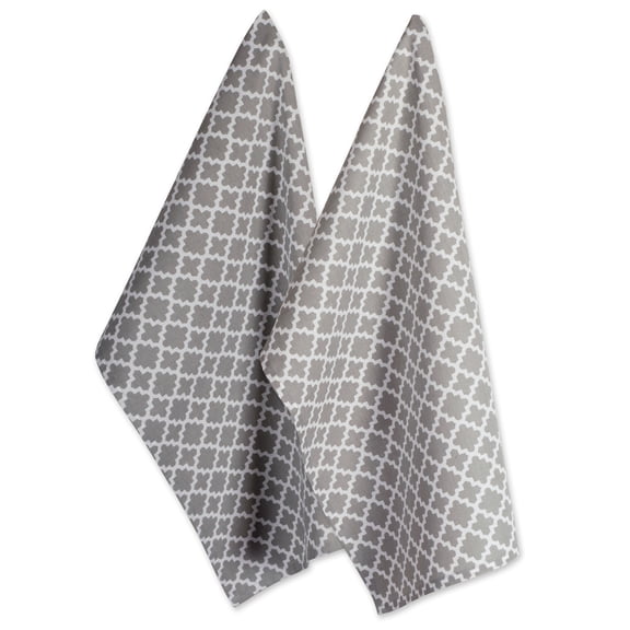 DII Modern 100 Percent Cotton Lattice Dishtowels in Gray (Set of 2)