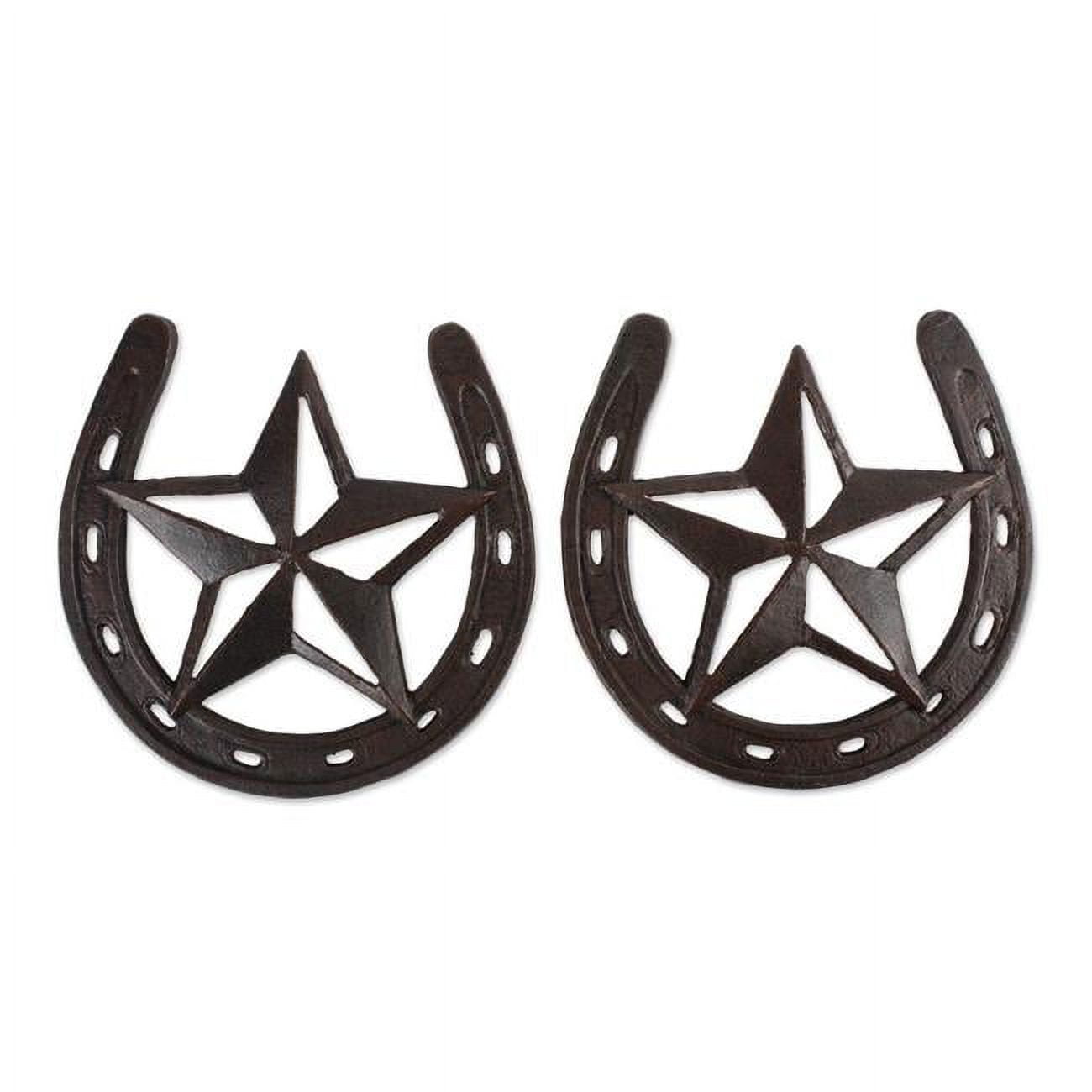 Rustic Brown Iron Horseshoe Star Trivet Set
