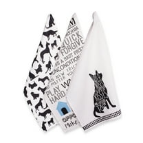 DII Modern Cotton Assorted Dog Printed Dishtowels in Multi-Color (Set of 3)