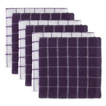 DII Modern Cotton Combo Windowpane Dishcloths in Eggplant Purple (Set of 6)