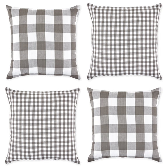 DII Modern Cotton Gingham/Buffalo Check Pillow Cover in Gray/White (Set of 4)