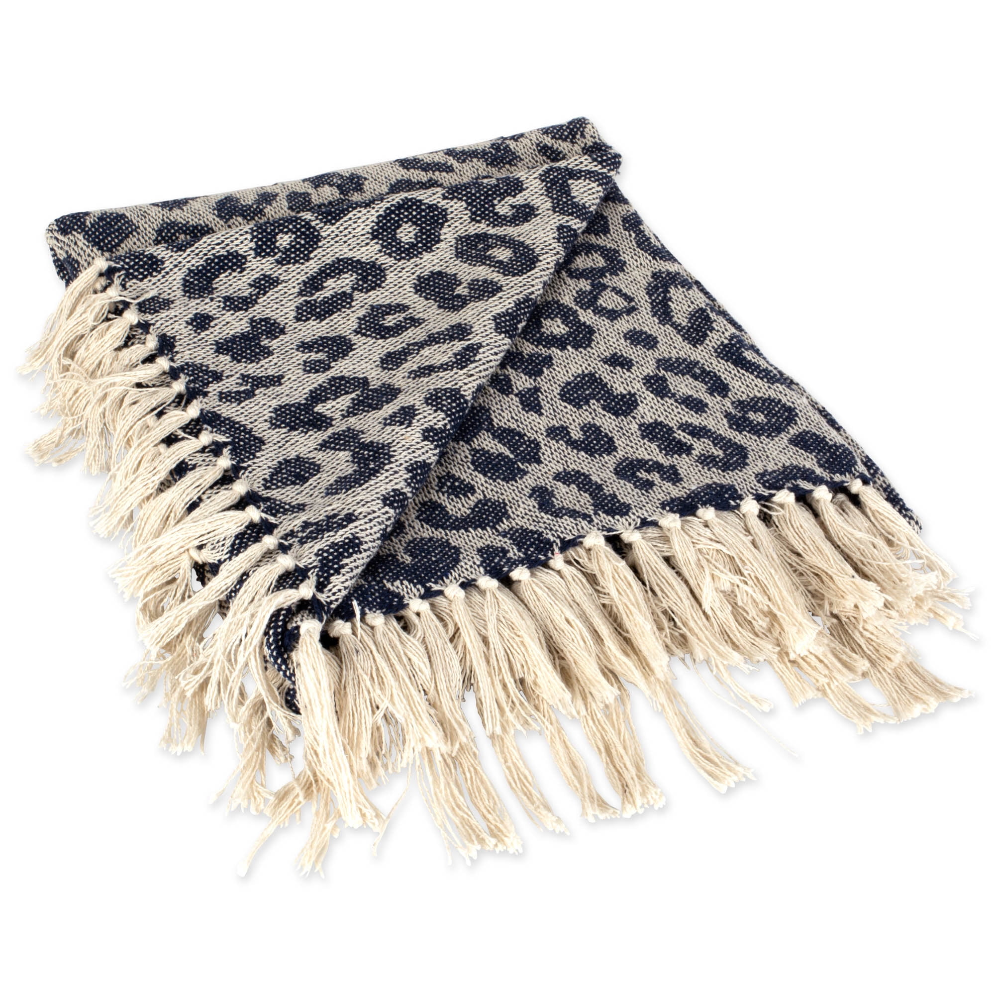 DII Modern Cotton Leopard Print Blanket Throw with Fringe For Chair