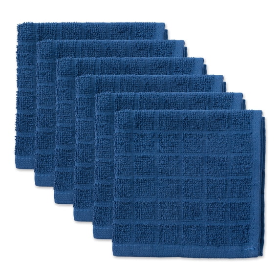 DII Terry Kitchen Dishcloth Set, Set of 6, 12"x12", 100% Cotton, Multiple Colors