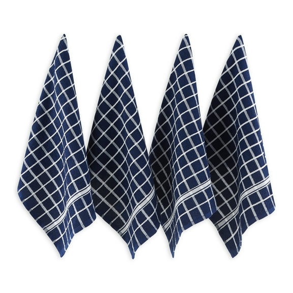 DII Modern Cotton Solid Windowpane Terry Dishtowels in Nautical Blue (Set of 4)