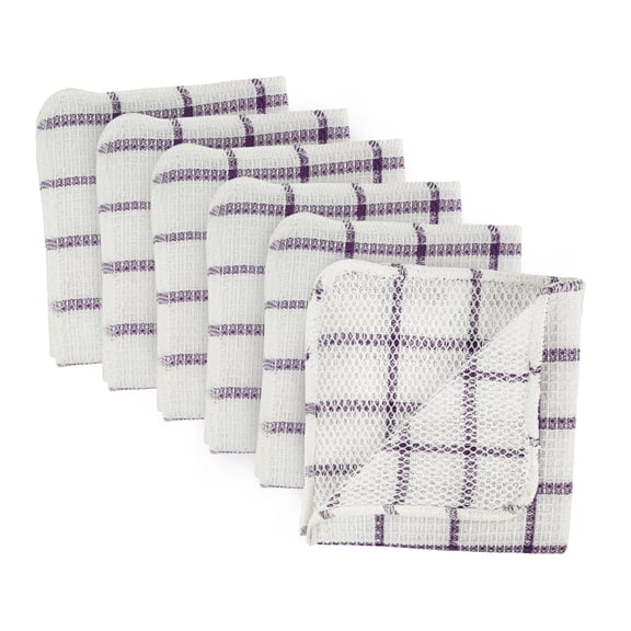 DII Modern Cotton and Polyester Scrubber Dishcloths in Purple/White (Set of 6)