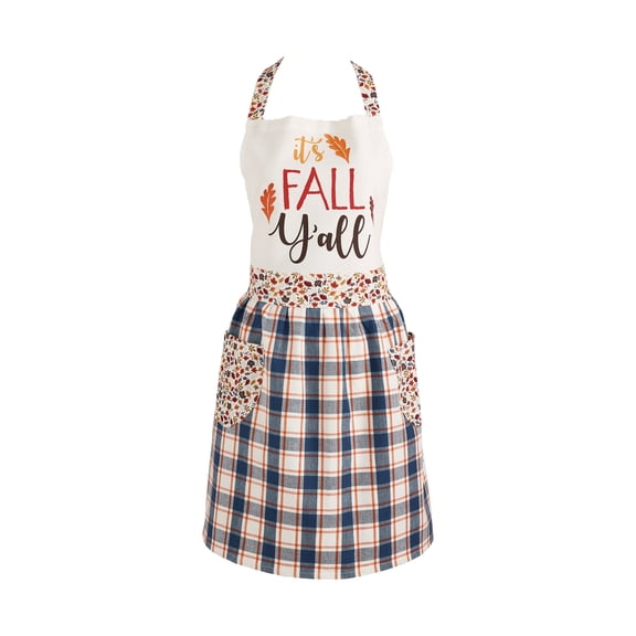 Contemporary Home Living 40" Blue and Orange Checkered Apron