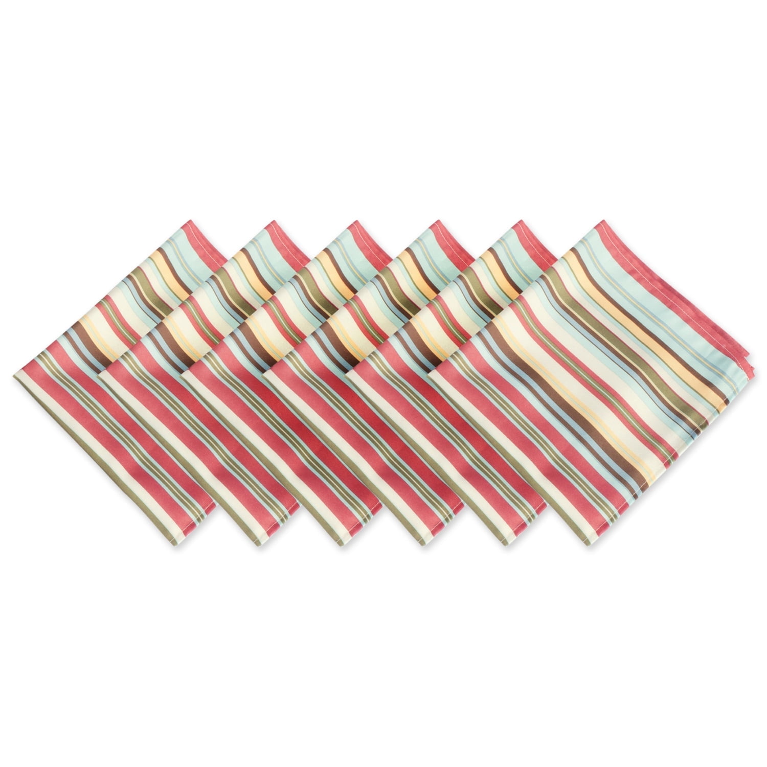 Multicolor Striped Polyester Outdoor Napkin Set of Six