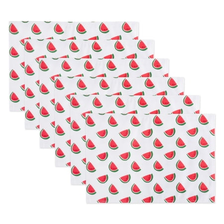 DII Modern Fabric Watermelon Print Outdoor Placemat in Multi-Color (Set of 6)