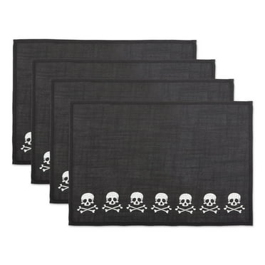 DII Embroidered Skulls Placemat Set/4