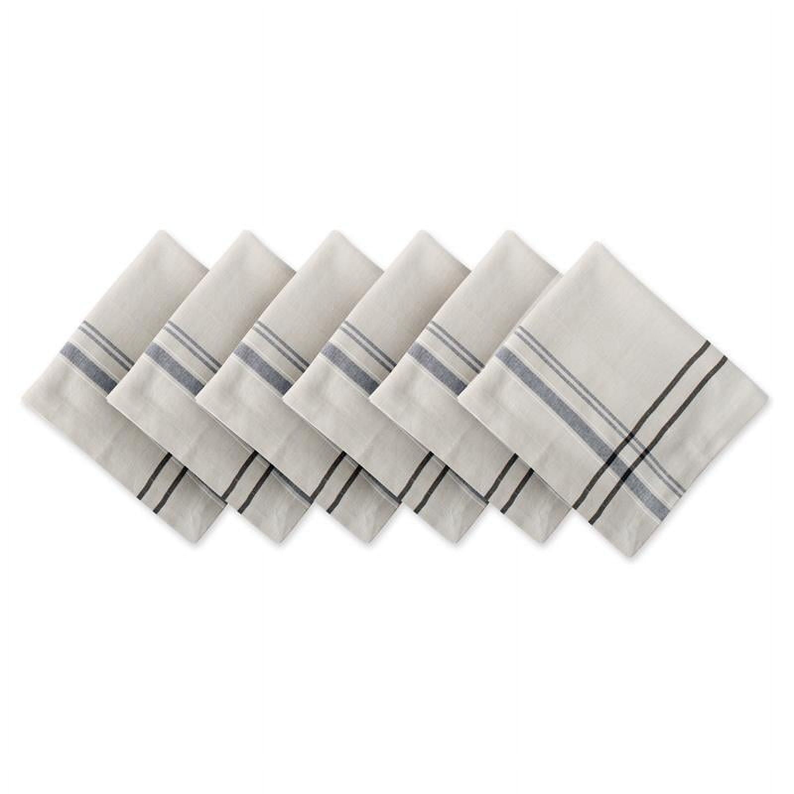 Taupe and Black Cotton Striped Napkin Set, 20x20, 6 Piece