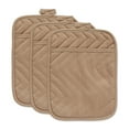 thumbnail image 1 of Contemporary Home Living Quilted Cotton Kitchen Potholders - 9" - Tan - Set of 3, 1 of 5