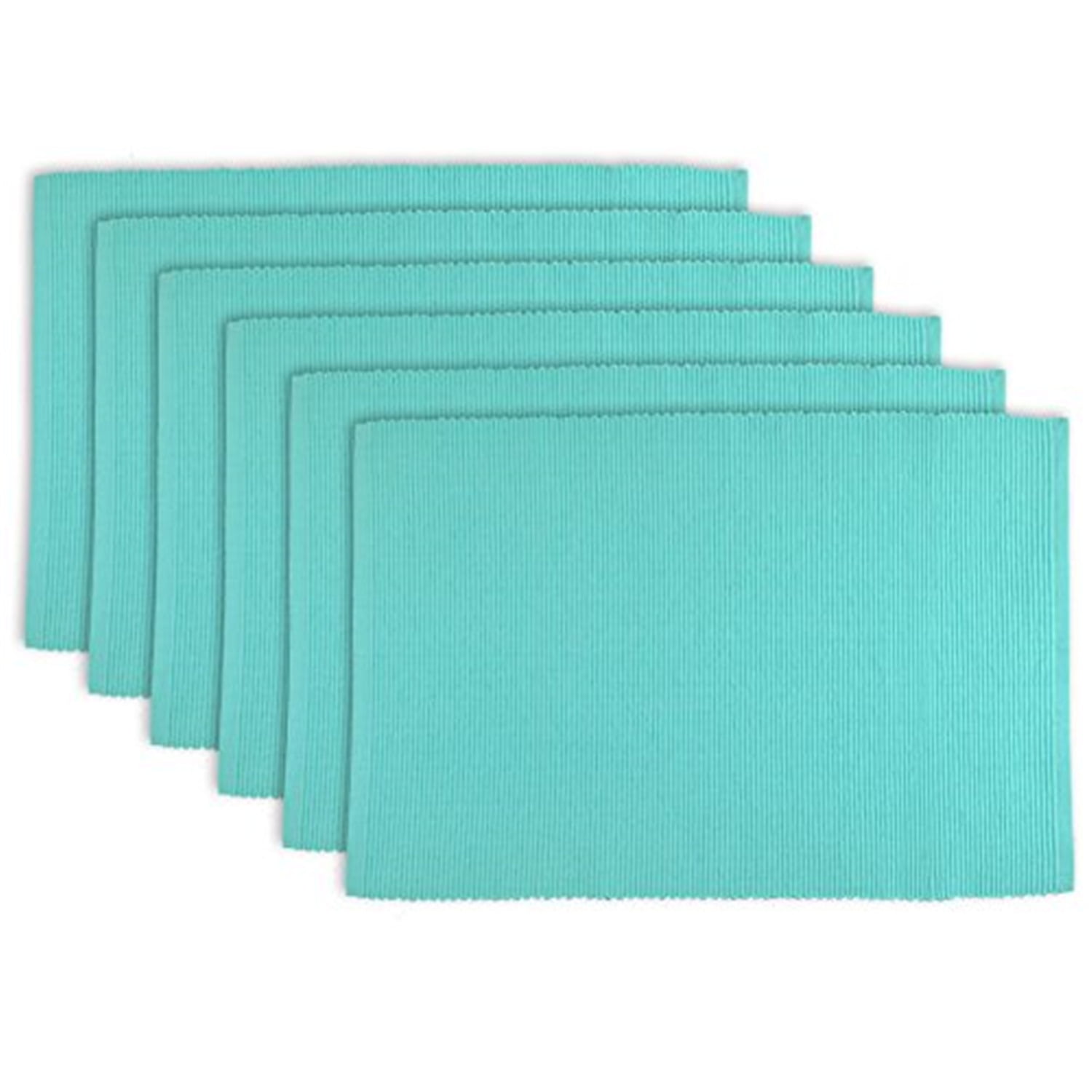 Aqua Ribbed Cotton Placemats Set of 6, 13x19