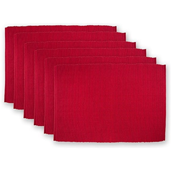 DII Modern Style Cotton Ribbed Placemat in Cardinal Red (Set of 6)