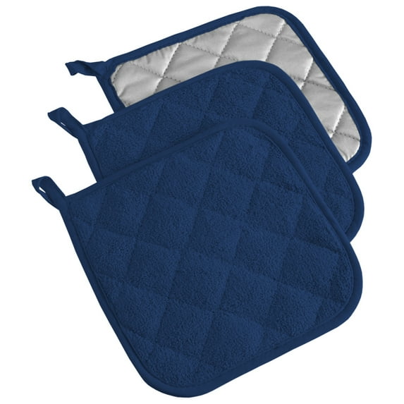 DII Modern Style Cotton Terry Potholder in Nautical Blue (Set of 3)
