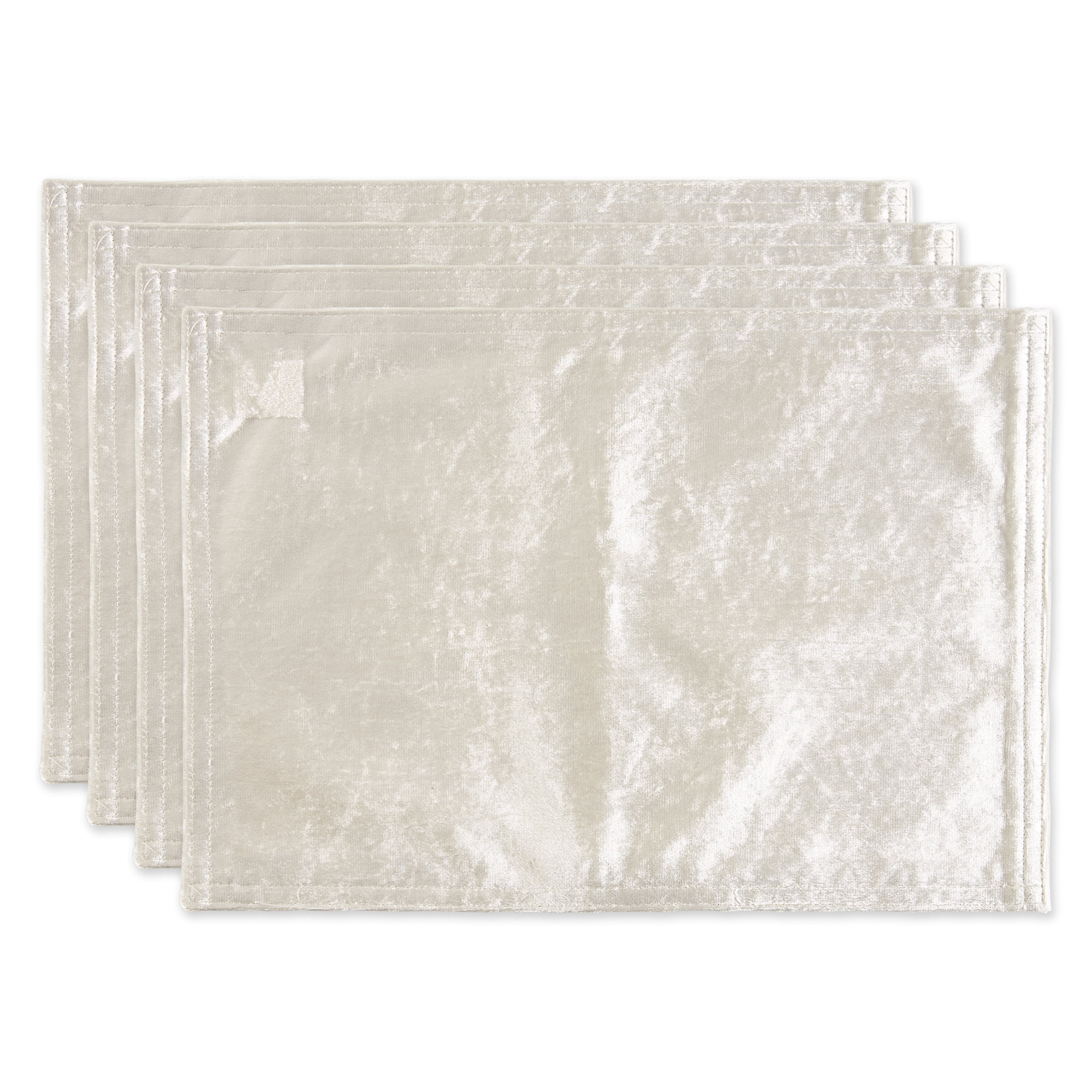 Cream Velvet 13" x 19" Elegant Fabric Placemats, Set of 4