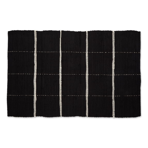 DII Multi-Color Black and Cream Farmhouse Check Cotton Rug 26x40