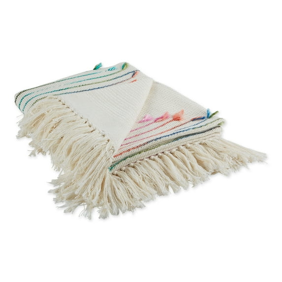 Contemporary Home Living White and Pink Rectangular with Diamond Cut Throw Blanket 50" x 60"