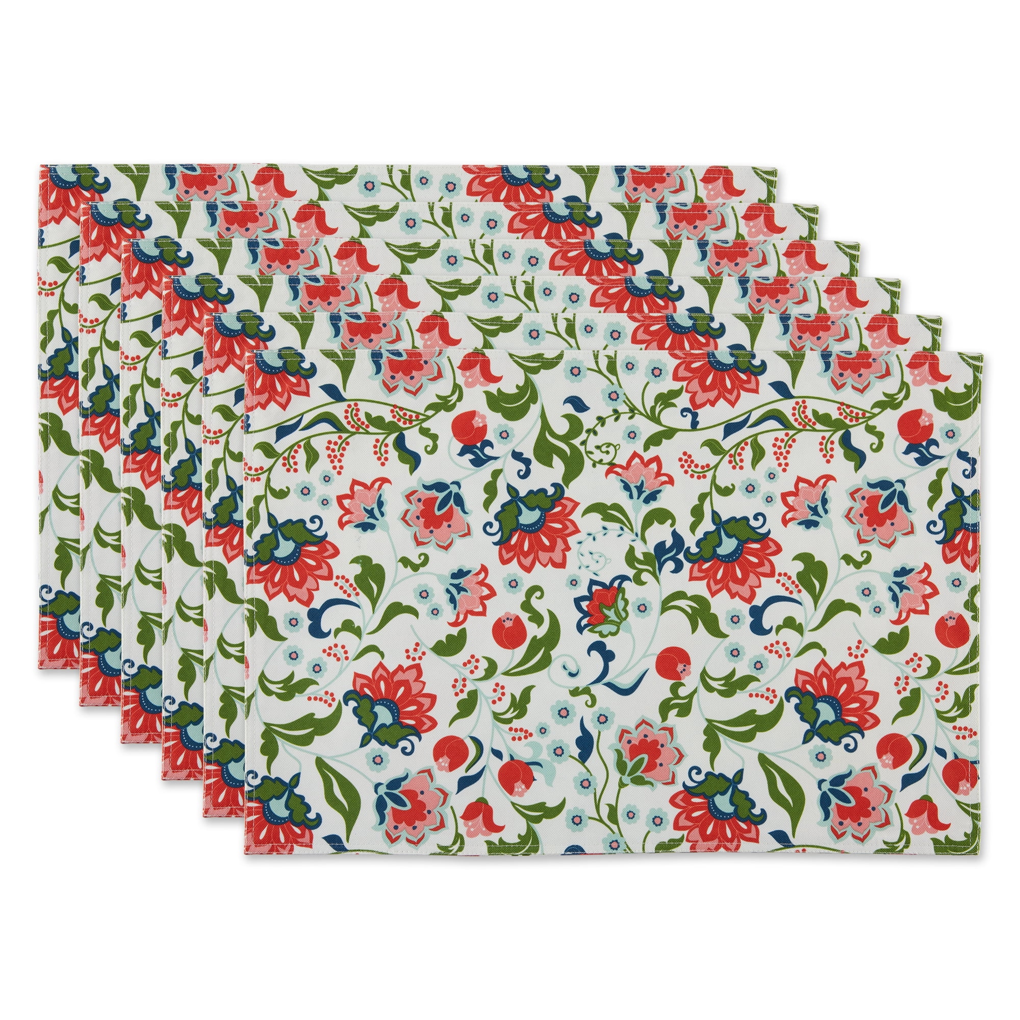 Vibrant Multi-Color Floral Polyester Kids Outdoor Placemats Set