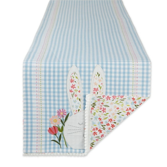 DII Multi-Color Happy Bunny Reversible Cotton Table Runner 14x72