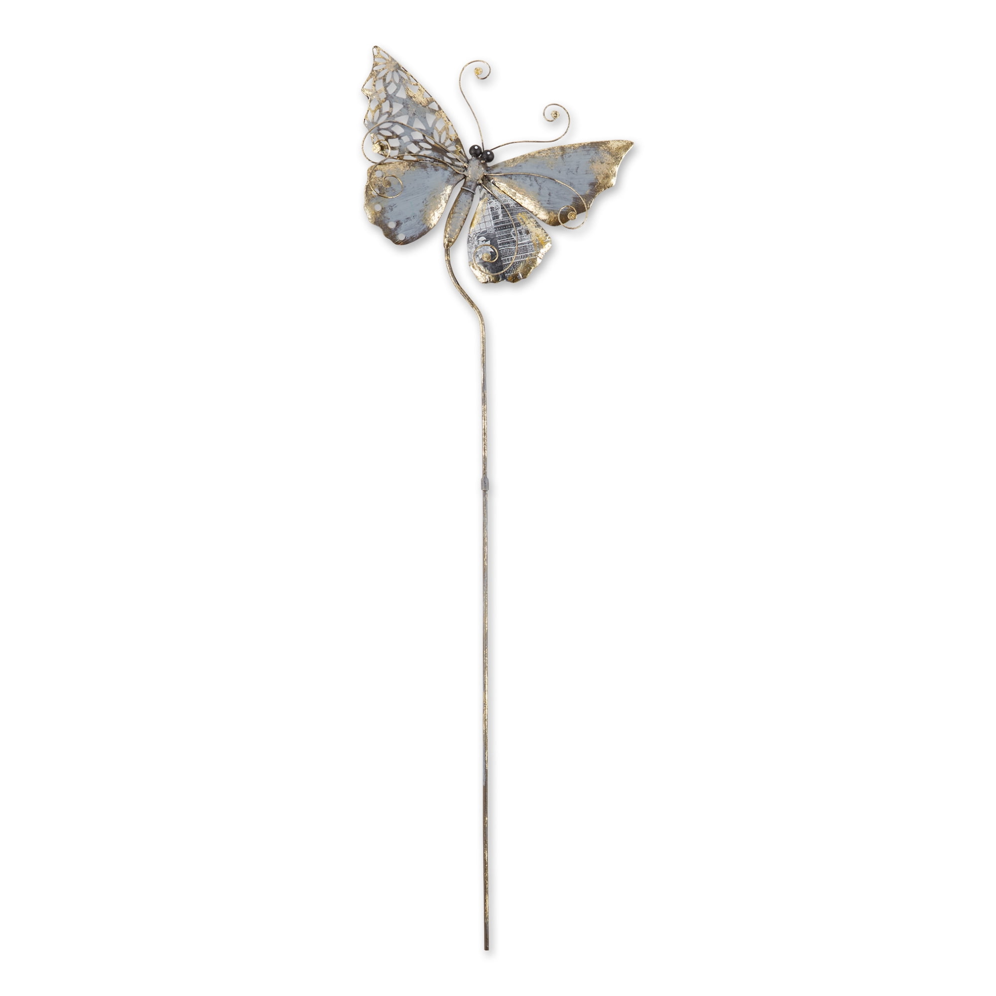 Medium Silver and Gold Iron Butterfly Garden Stake
