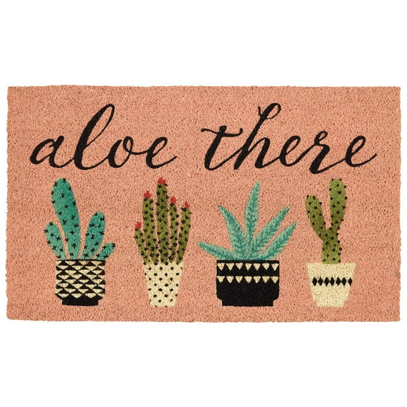 DII Natural Coir Doormat, Decorative Hello Mat, 17x29", Aloe There