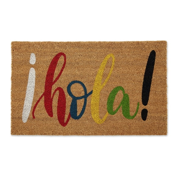 DII Natural Coir Doormat, Decorative Hello Mat, 17x29", Hola!