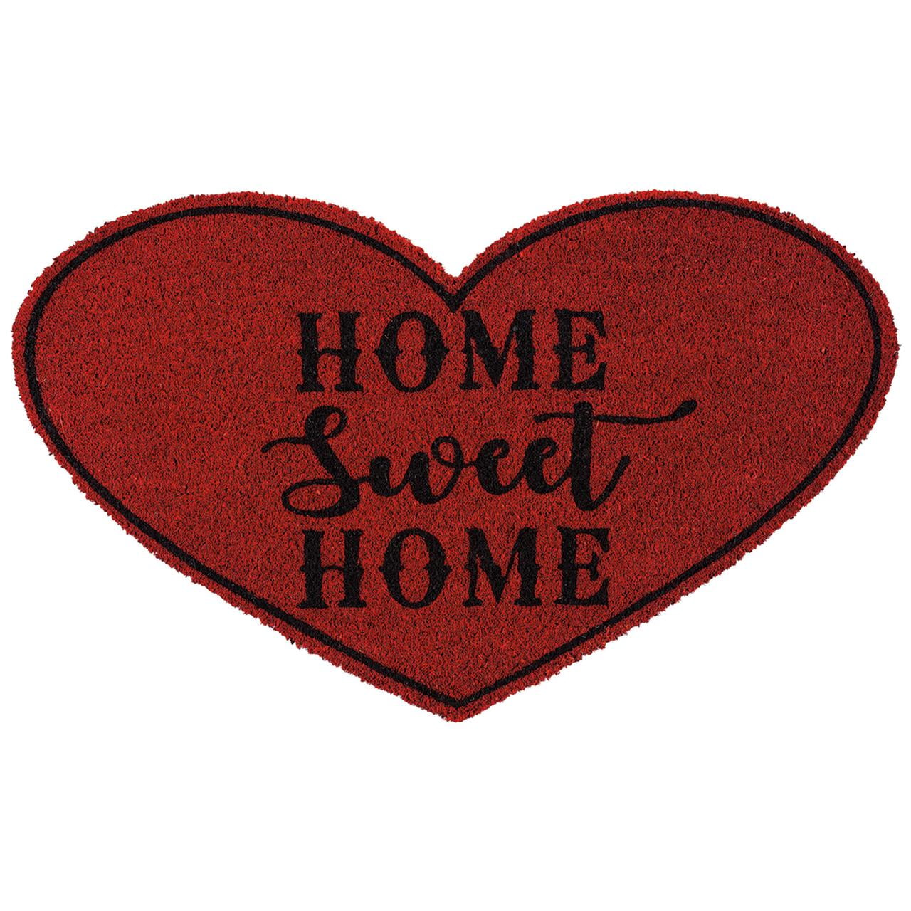 Heart-Shaped Red Coir Outdoor Doormat, 18x30 inches