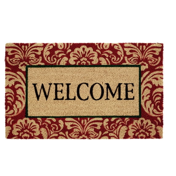 DII Natural Coir Doormat Outdoor Welcome Mat, 17x29", Damask