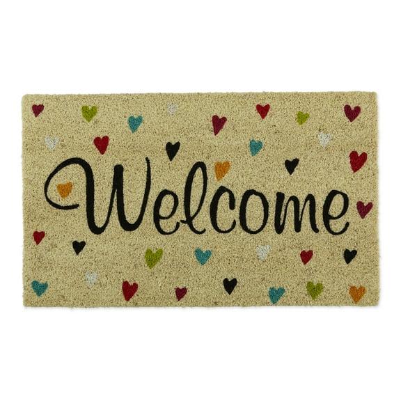 DII Natural Coir Doormat Outdoor Welcome Mat, 17x29", Hearts