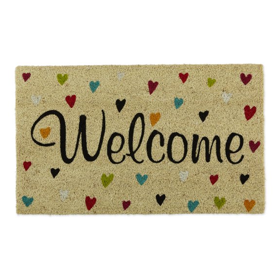 DII Natural Coir Doormat Outdoor Welcome Mat, 17x29", Hearts