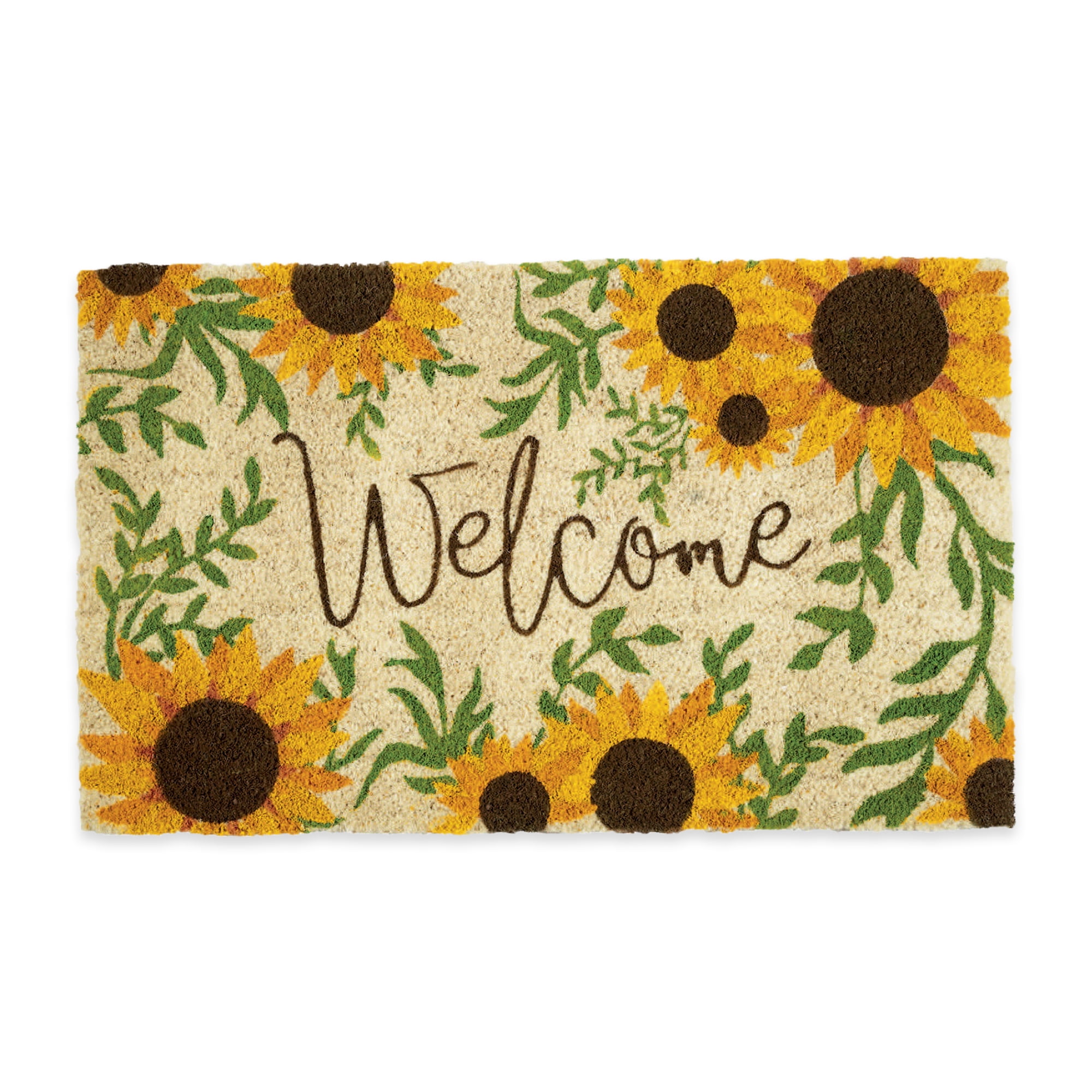 DII Natural Coir Doormat Outdoor Welcome Mat, 17x29", Sunflower