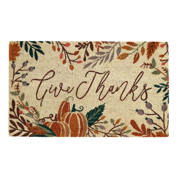 DII Natural Coir Welcome Doormat Thanksgiving & Fall, 17x29", Give Thanks