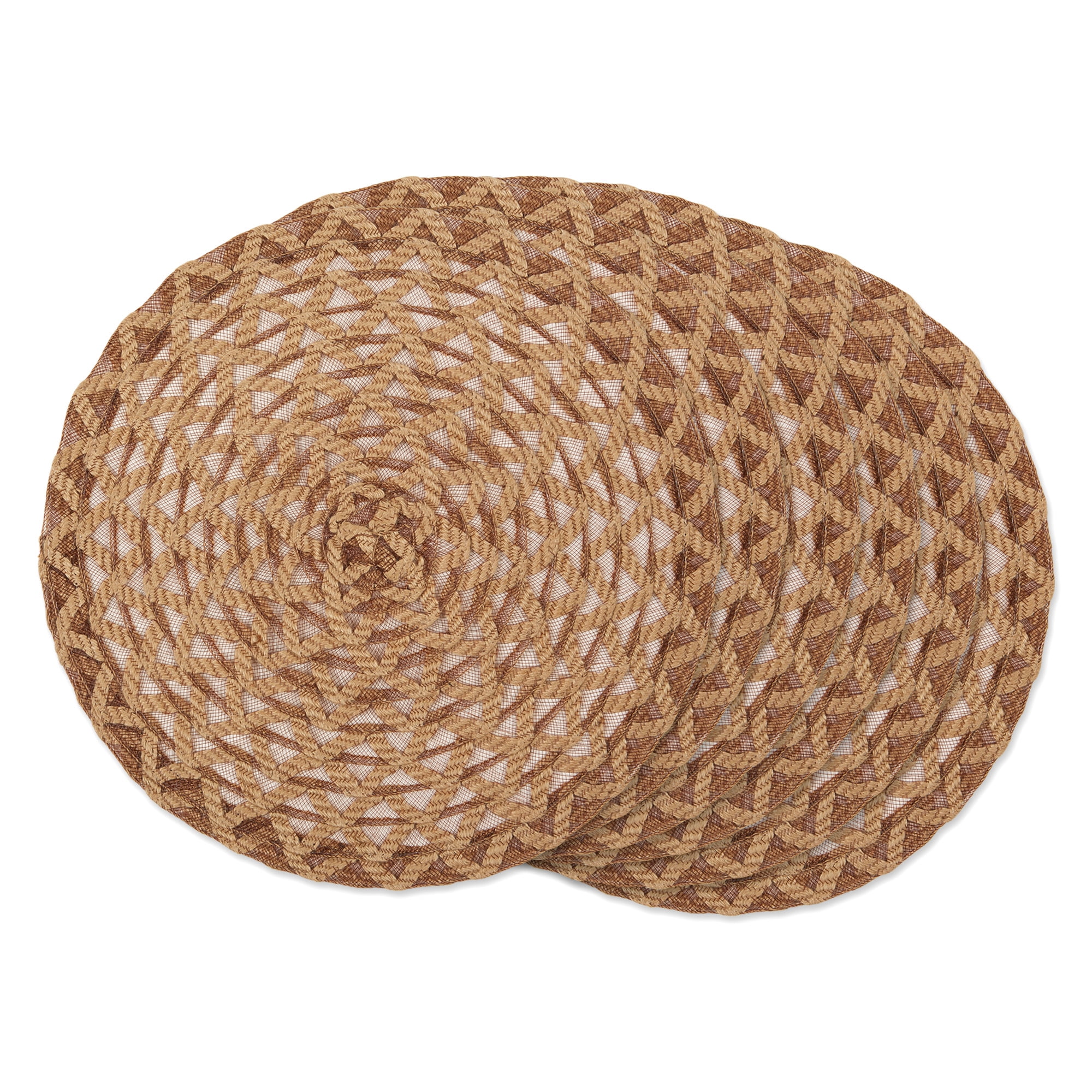 Contemporary Home Living Woven Round Dining Table Placemats - 15" - Brown and Tan